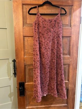 Floral Slip Midi Skirt in Dusty Rose